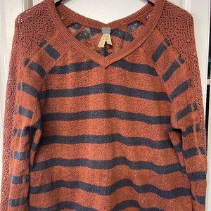 Free People XS Rust and Navy Stripe Sweater